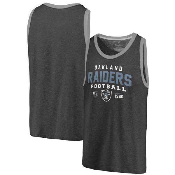 Oakland Raiders Pro Line by Fanatics Branded Refresh Tri-Blend Ringer Tank Top - Black Gray,We sell and wholesale Oakland Raiders Pro Line by Fanatics Branded Refresh Tri-Blend Ringer Tank Top - Black Gray on line form chian!